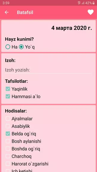Ayollar kalendari va kundaligi 스크린샷 2