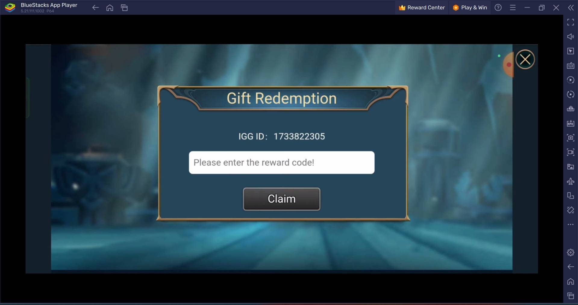Mobile Royale - War & Strategy Redeem Code Interface
