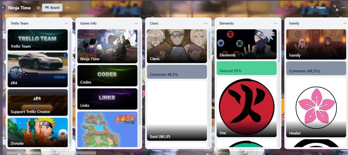 Trello Board Ninja Time Robloxゲームのプレビュー