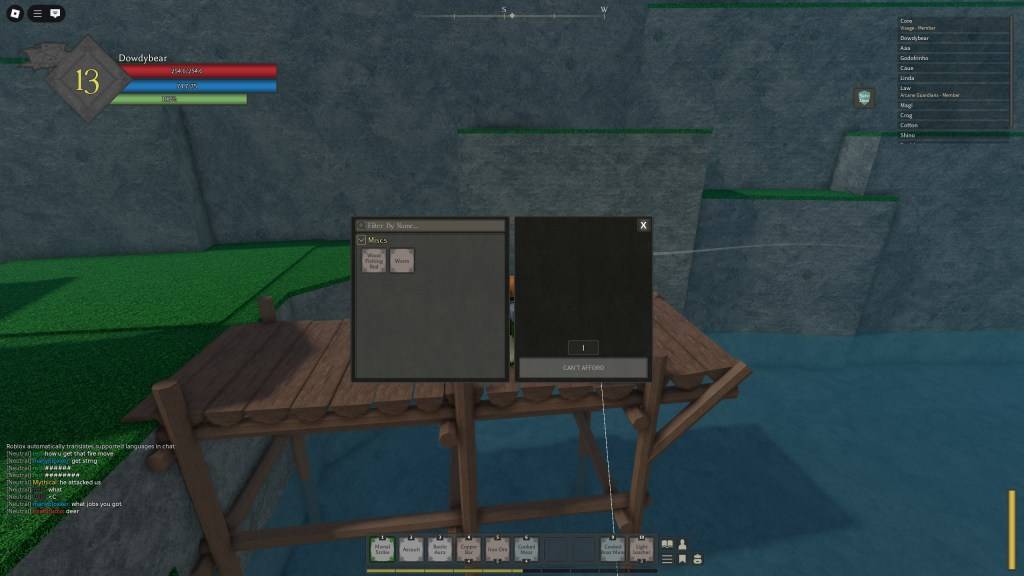 Player buying fishing supplies