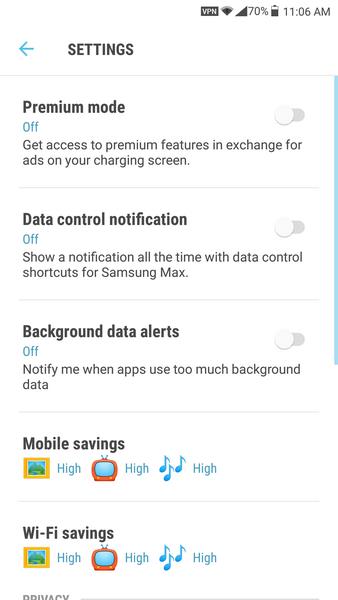 Samsung Max VPN & Data Saver Screenshot 1