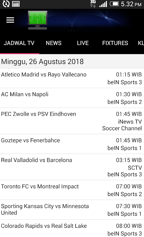 Schermata Jadwal Siaran Langsung 0