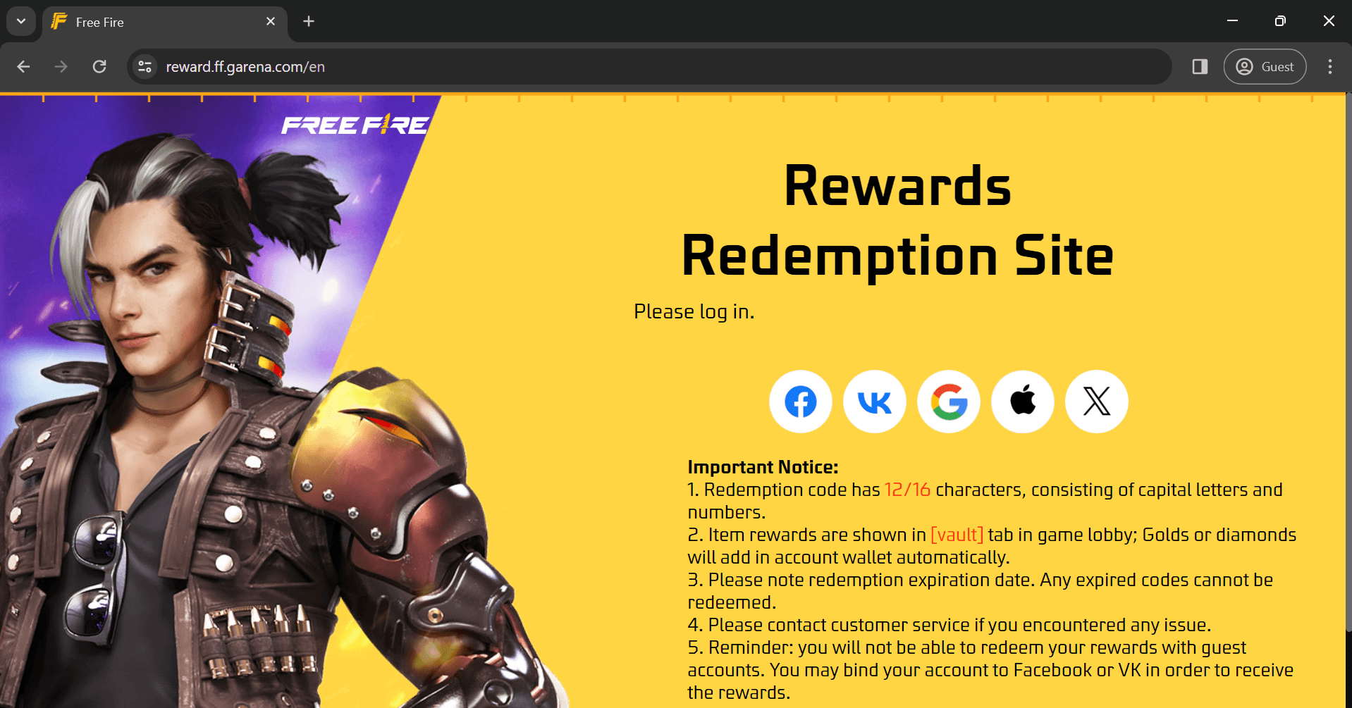 Free Fire – Redeem Codes