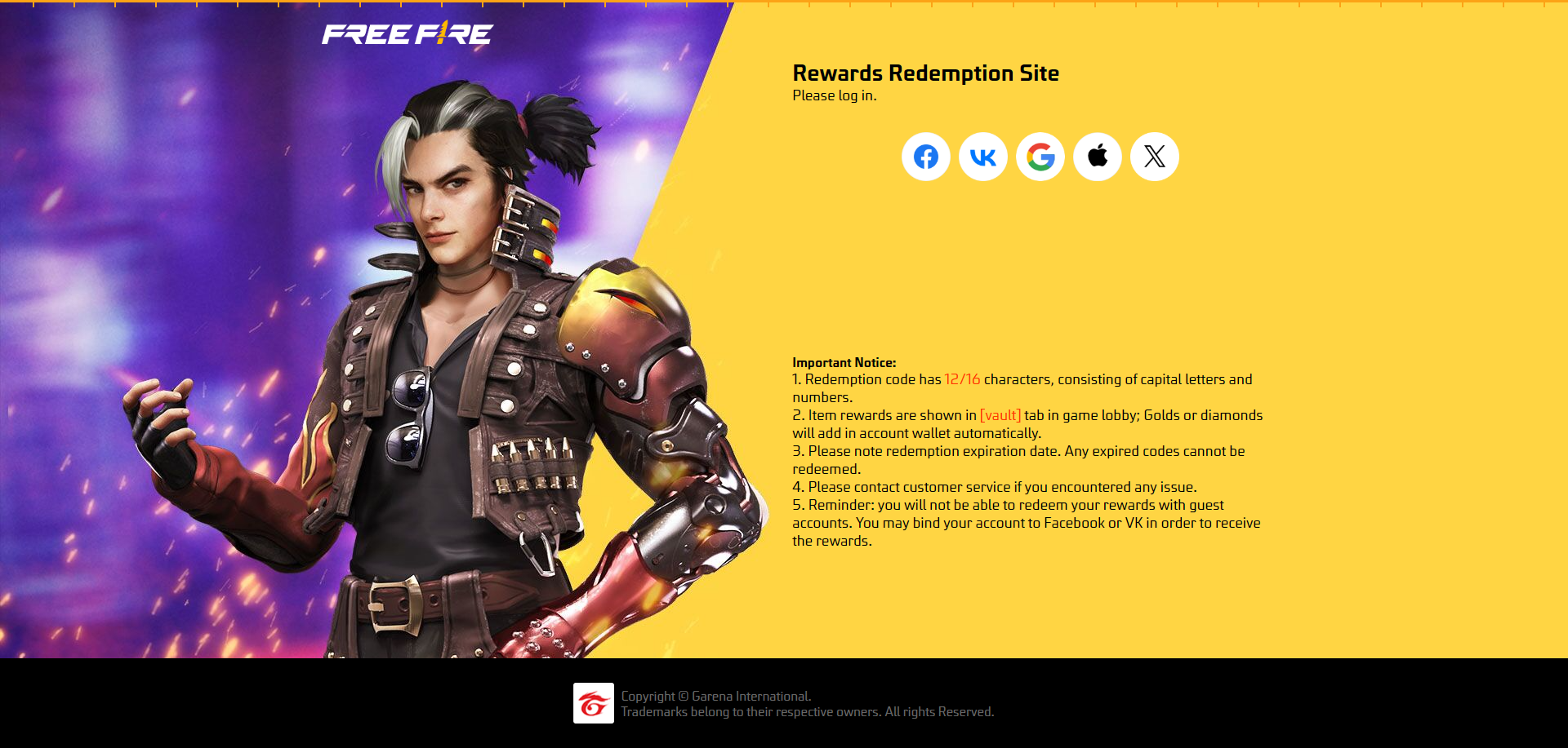 Free Fire MAX Code Redemption Process