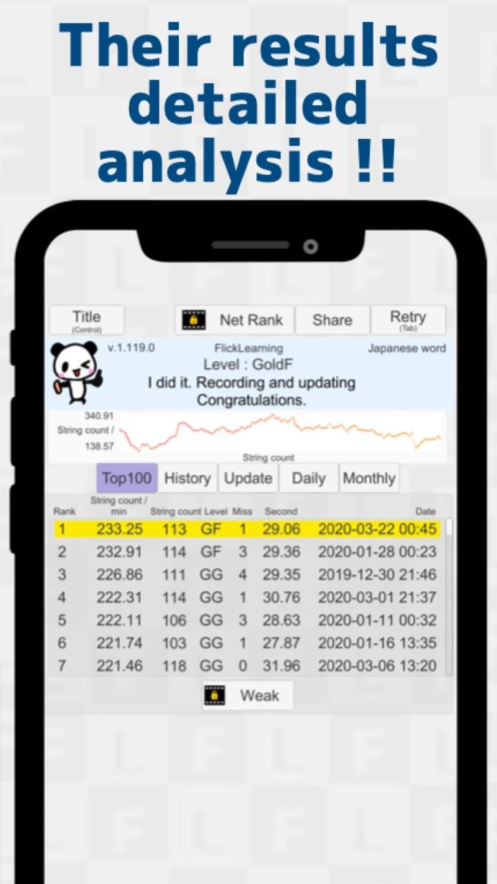 Japanese Flick Typing app スクリーンショット 1