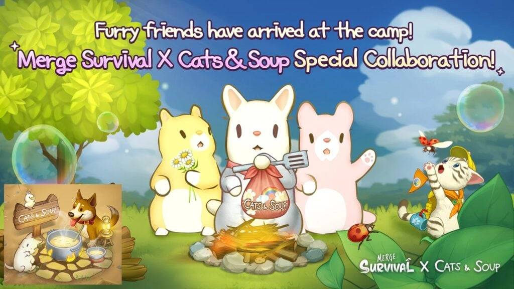 Nikmati sekumpulan kehidupan sehari -hari kucing dalam gabungan Survival X Cats & Soup Collab!