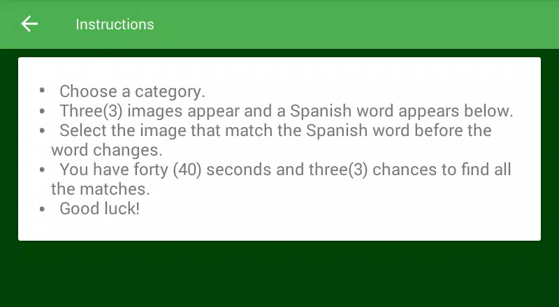 Match the Spanish Word Screenshot 1