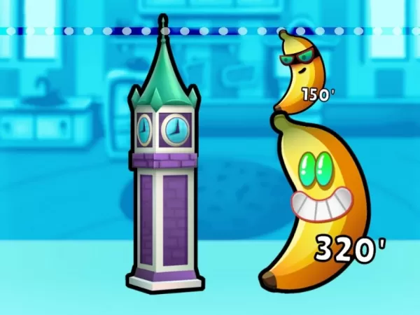Banane impilate per misurare l'altezza del Big Ben