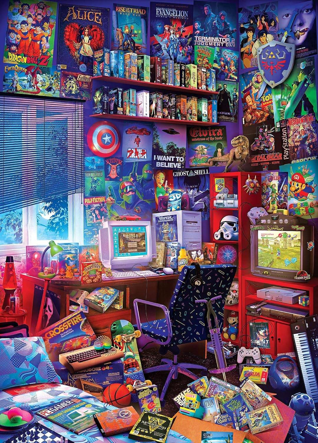 Toynk '80s Game Room Pop Culture 1,000 Piece Jigsaw Puzzle by Rachid Lotf