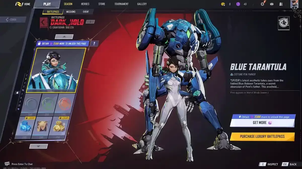 Blue Tarantula Peni Parker Skin