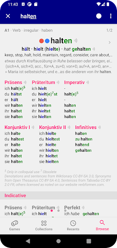 Verbs German Dictionary Screenshot 2