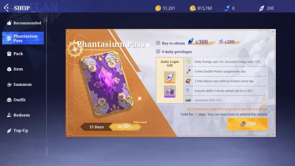 Crystal of Atlan Phantasium Pass