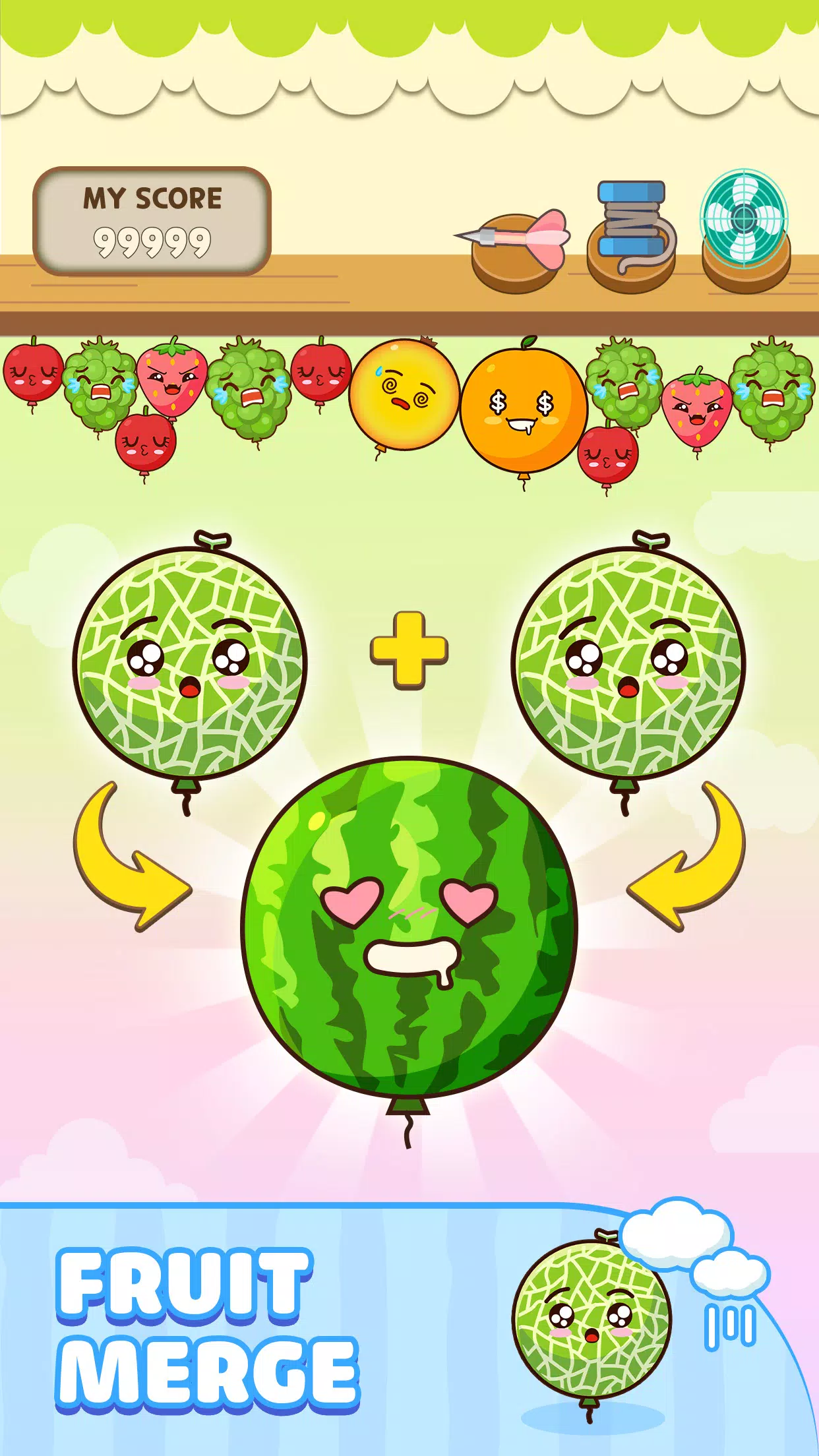 Melon Balloon: Fruit Merge ဖန်သားပြင်ဓာတ်ပုံ 0