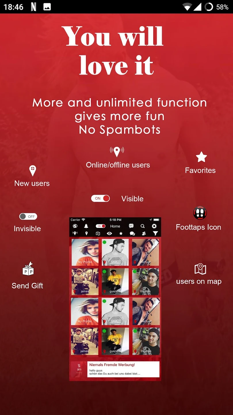 Schermata Qboyss: Gay Chat & Video Dating App 1