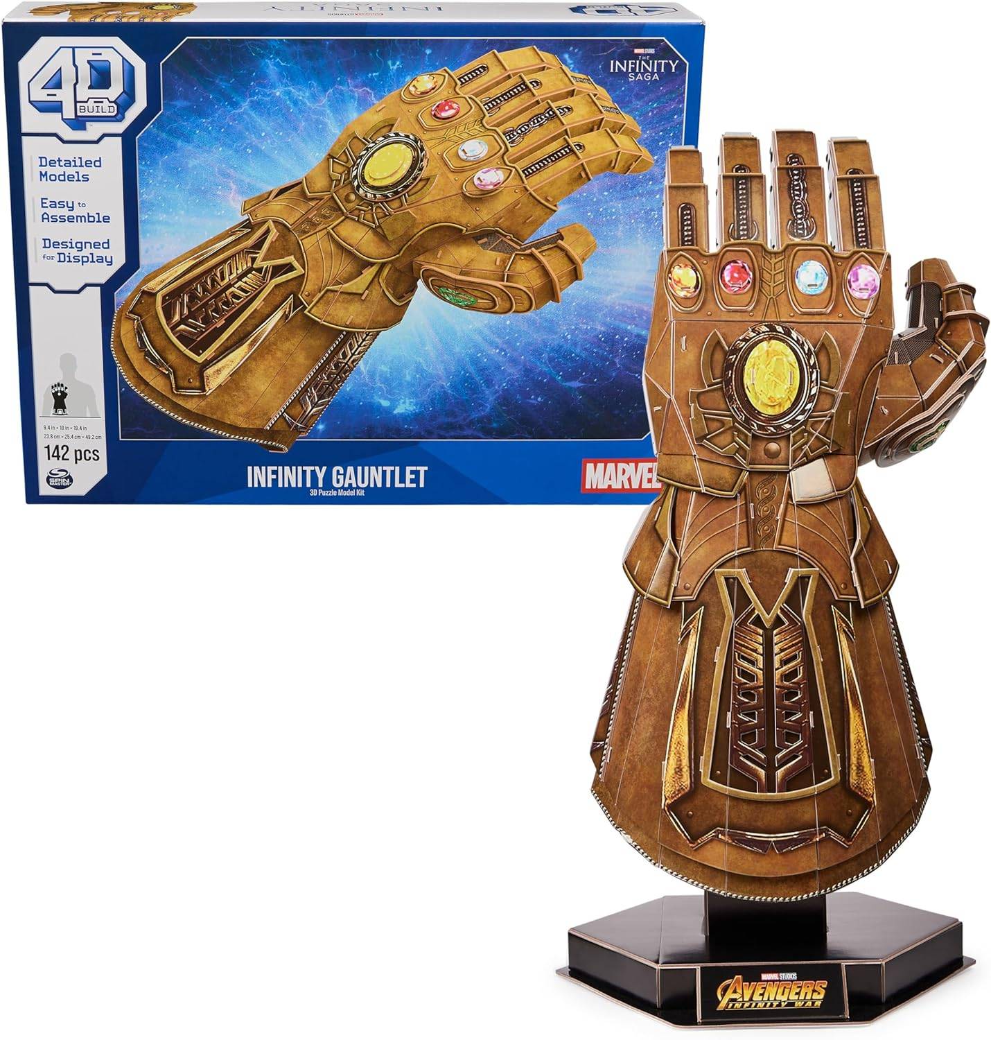 Marvel Infinity Gauntlet 3D Puzzle Model Kit with Stand, 142 Pcs