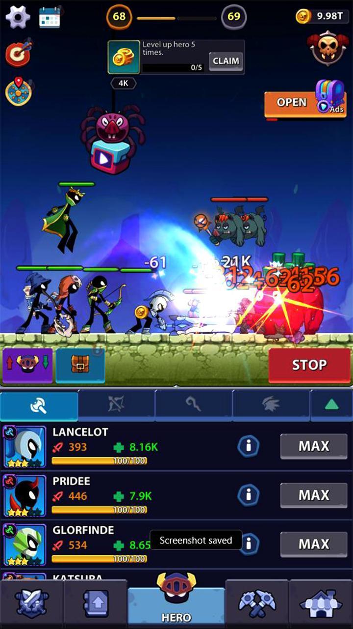 Idle Stickman Heroes: Monster 스크린샷 0