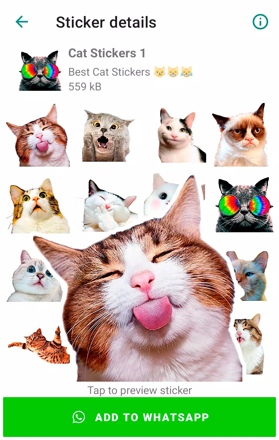 Cute Cat Stickers for WhatsApp Screenshot 0