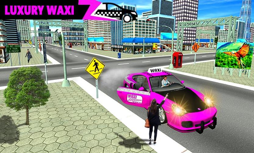 Pink Taxi Driving Game 3D Screenshot 1