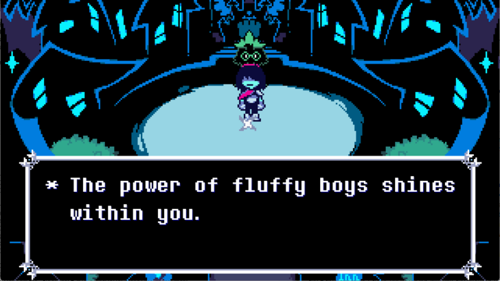Deltarune gameplay preview showing returning characters Kris, Susie and Ralsei