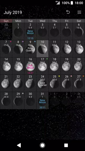 Simple Moon Phase Calendar Скриншот 0