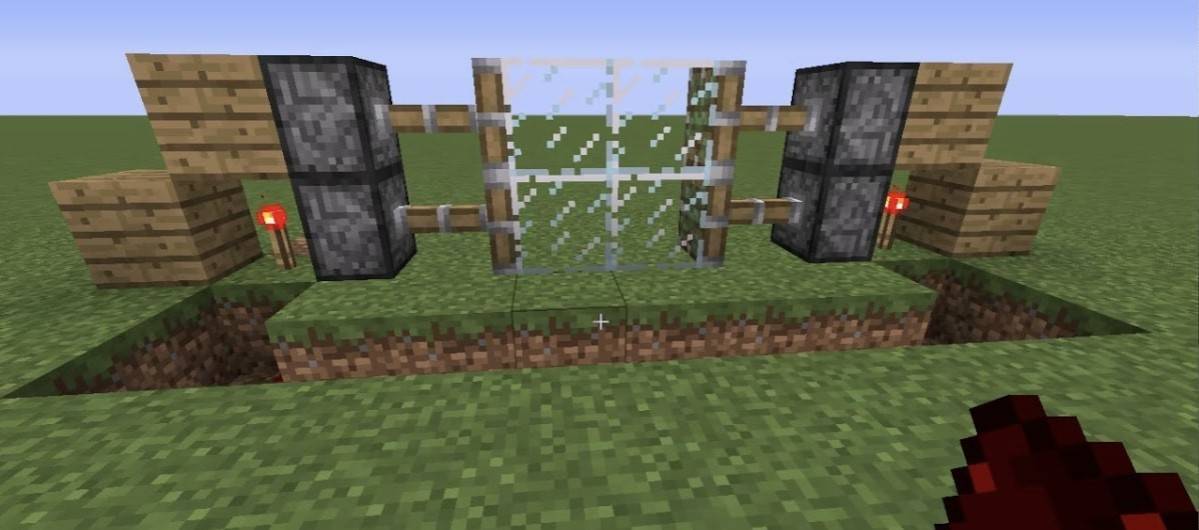 Pintu automatik mekanikal di minecraft