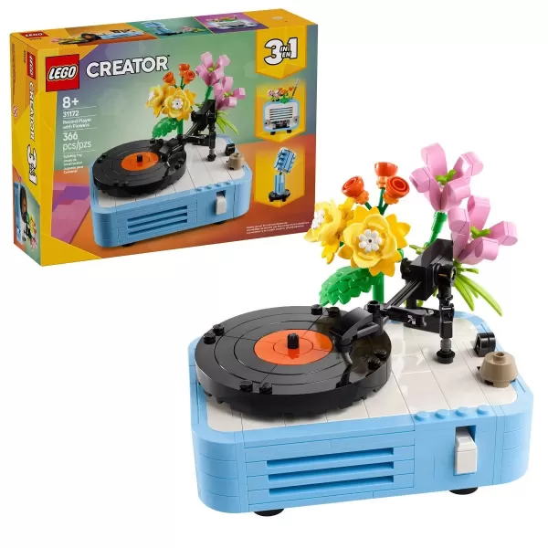 LEGO Creator 3-in-1 Record Player with Flowers, 3 Building Options, Record Player, Radio, or Microphone