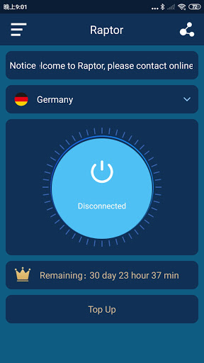 RaptorVPN ภาพหน้าจอ 0