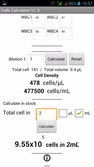 Cells Calculator Captura de pantalla 1