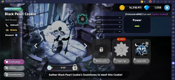 Black Pearl Cookie character model in Cookie Run: Kingdom