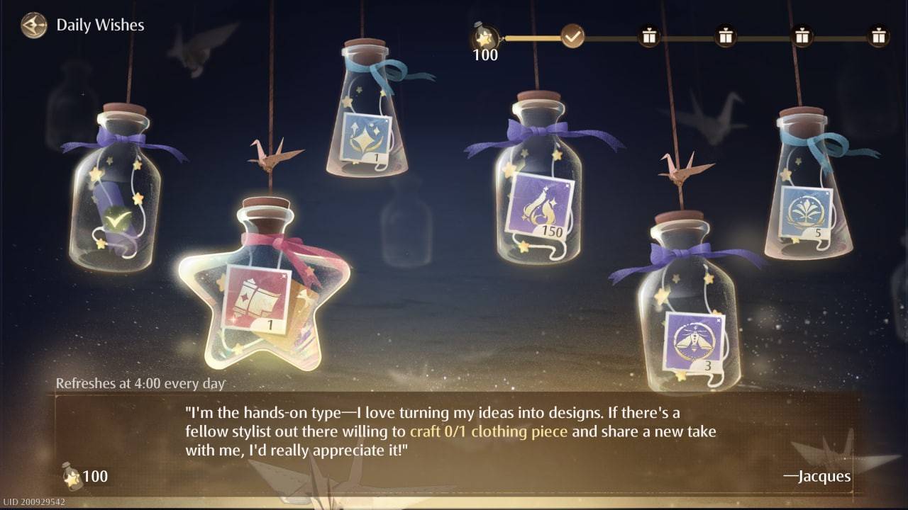 Infinity Nikki daily quests screenshot