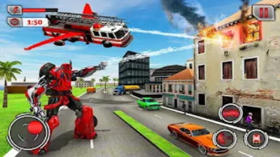 fire truck flying robot rescue 스크린샷 2