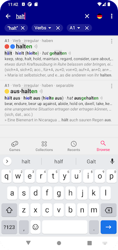 Verbs German Dictionary Screenshot 1