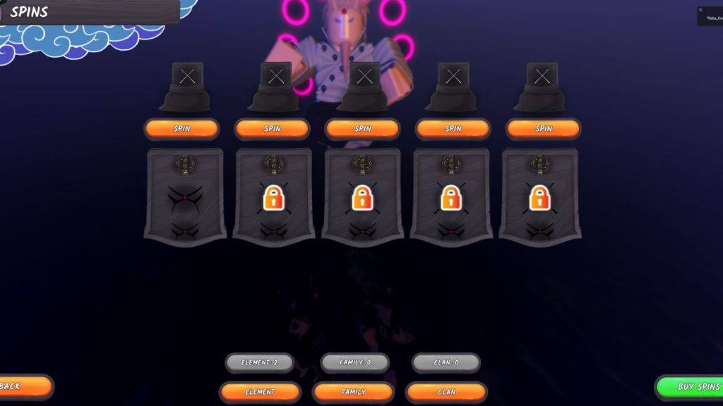 Reroll screen in Ninja Time