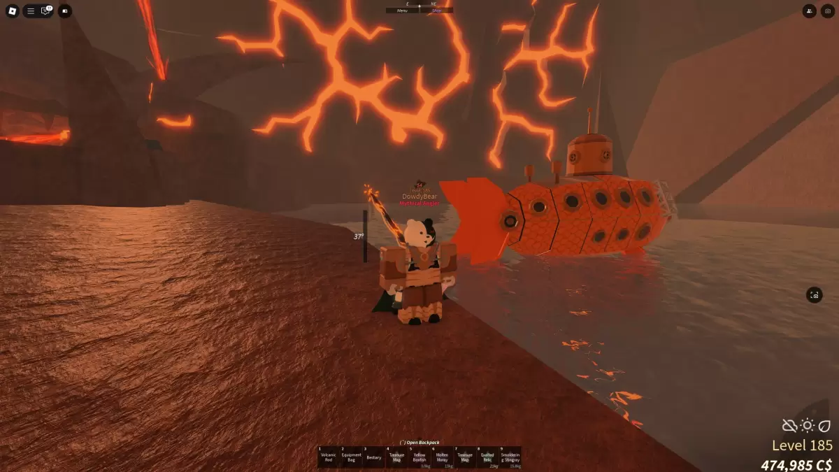 The Glimmerfin Suit and Submarine in the Lava Zone